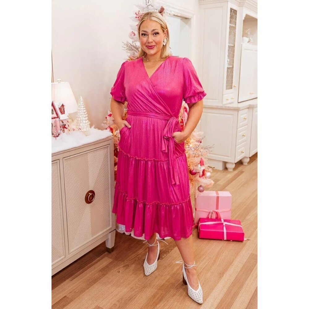 Ivy City Co Millie Dress in Pink Plus Size 5X